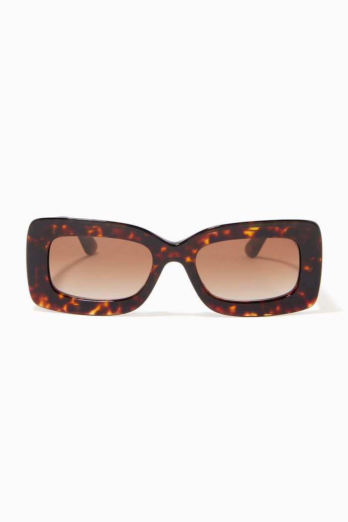 Monogram Motif Rectangular Frame Sunglasses, Brown