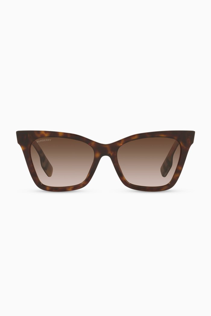 

Check Detail Square Frame Sunglasses in Bio-acetate, Brown