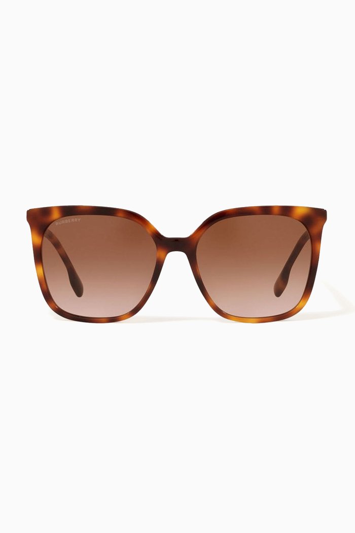 

Icon Stripe Detail Oversized Square Frame Sunglasses, Brown