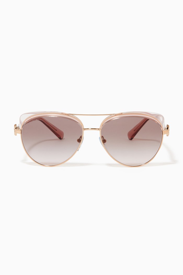 Fiorever Pilot Sunglasses in Acetate, Rose gold
