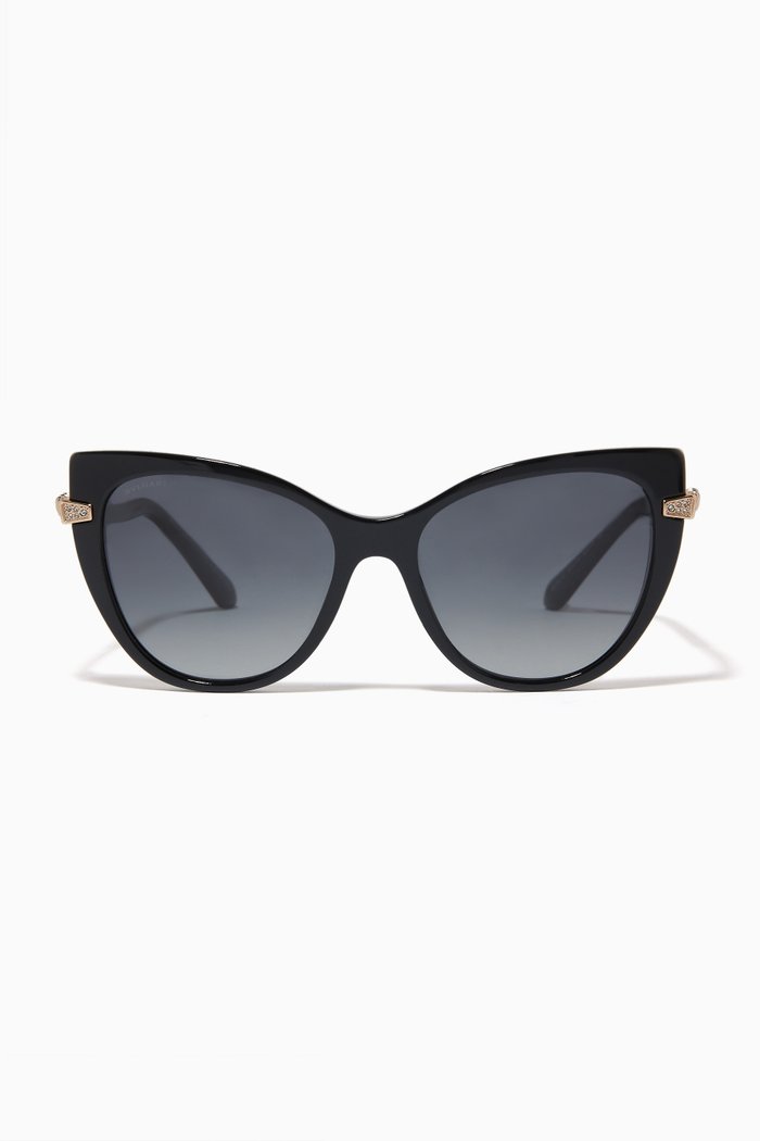 

Serpenti Viper Cat-eye Sunglasses in Acetate, Black