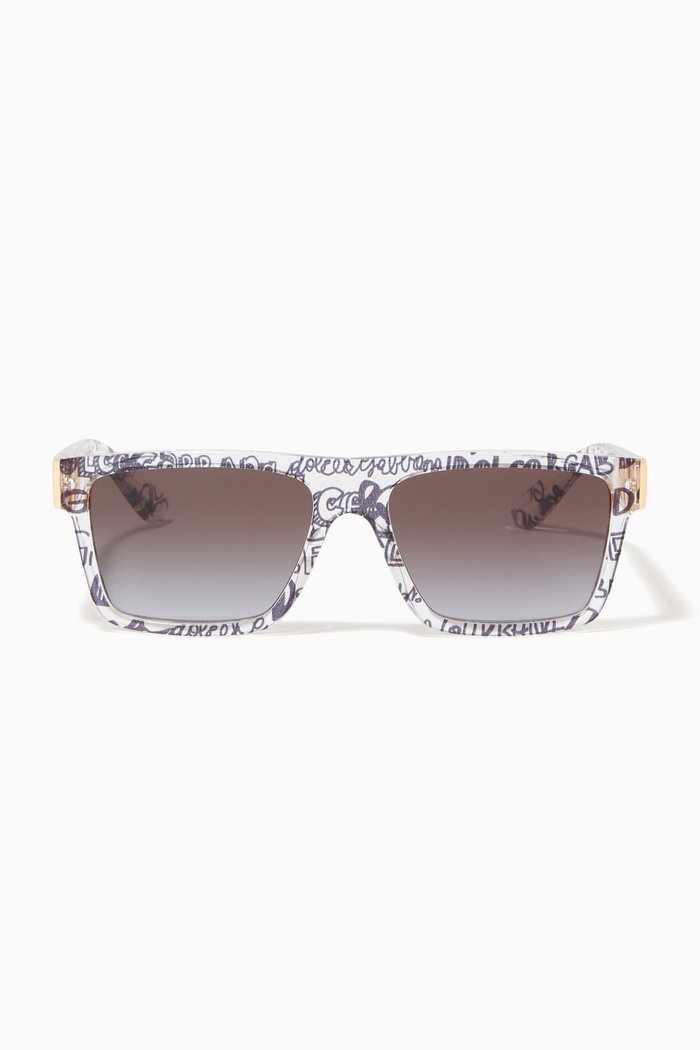 

Graffiti Rectangle Sunglasses in Acetate, Silver