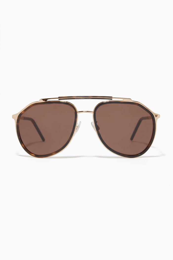 

Aviator Sunglasses in Acetate & Metal, Gold