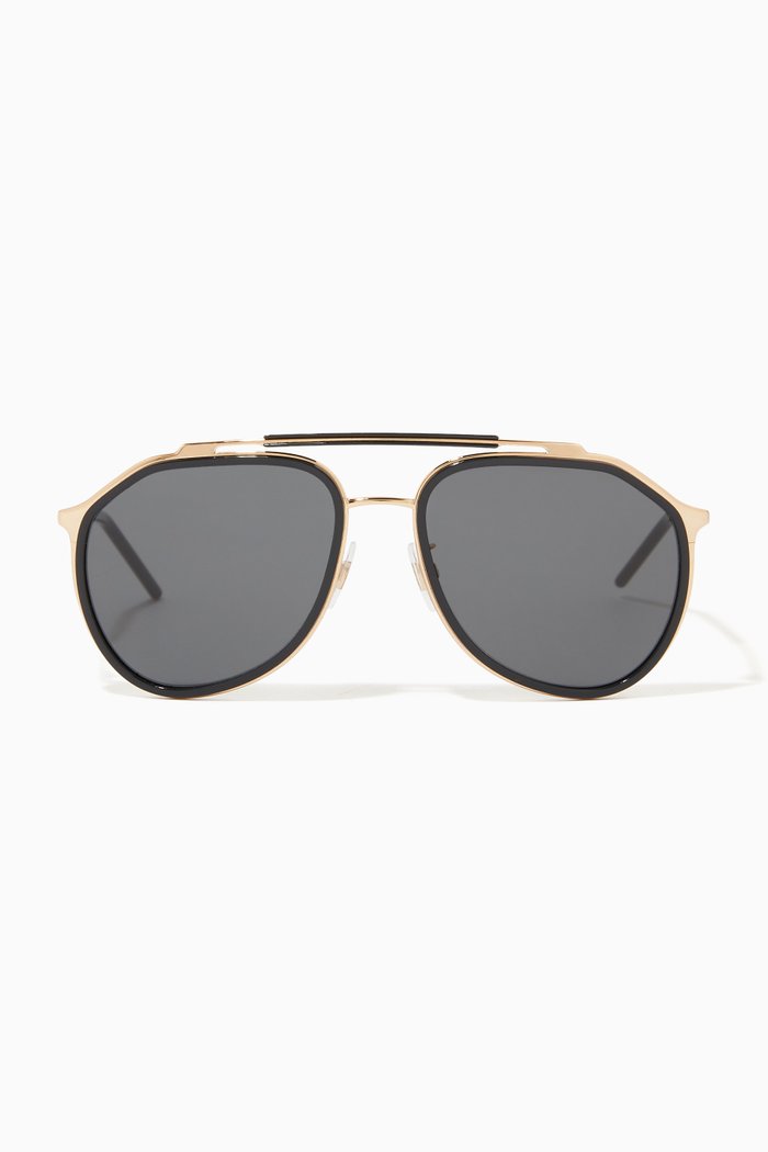 

Aviator Sunglasses in Acetate & Metal, Gold