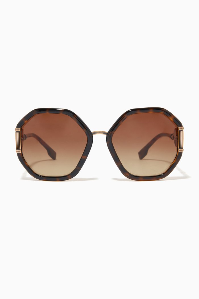 

Irregular Sunglasses with Medusa Medallion, Brown
