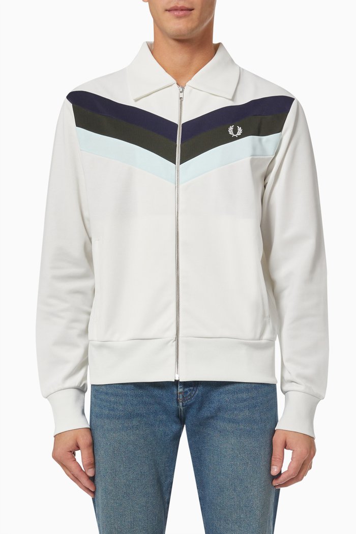 

Towelling Panel Track Jacket in Sports Tricot, White