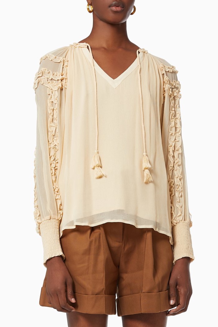 

Vintage Dreams Blouse in Crinkled Viscose, White