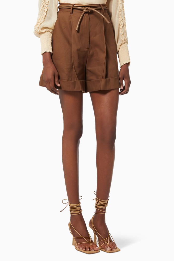 

Reminiscence Shorts in Stretch Cotton Blend, Brown