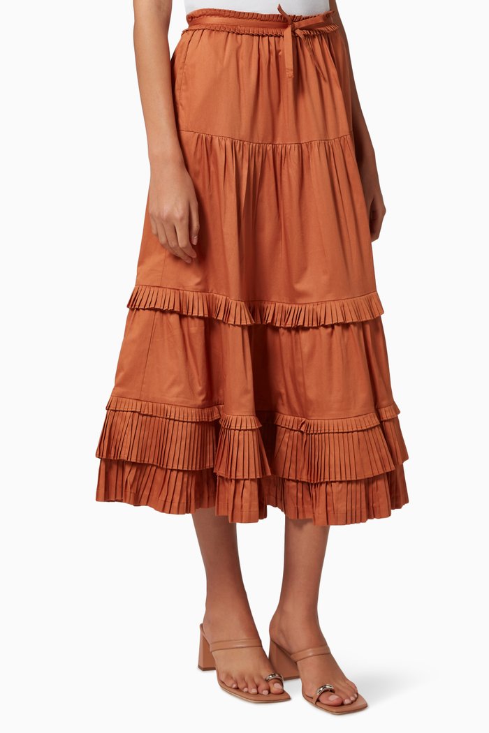 

Golden Fields Pleated Midi Skirt, Metallic