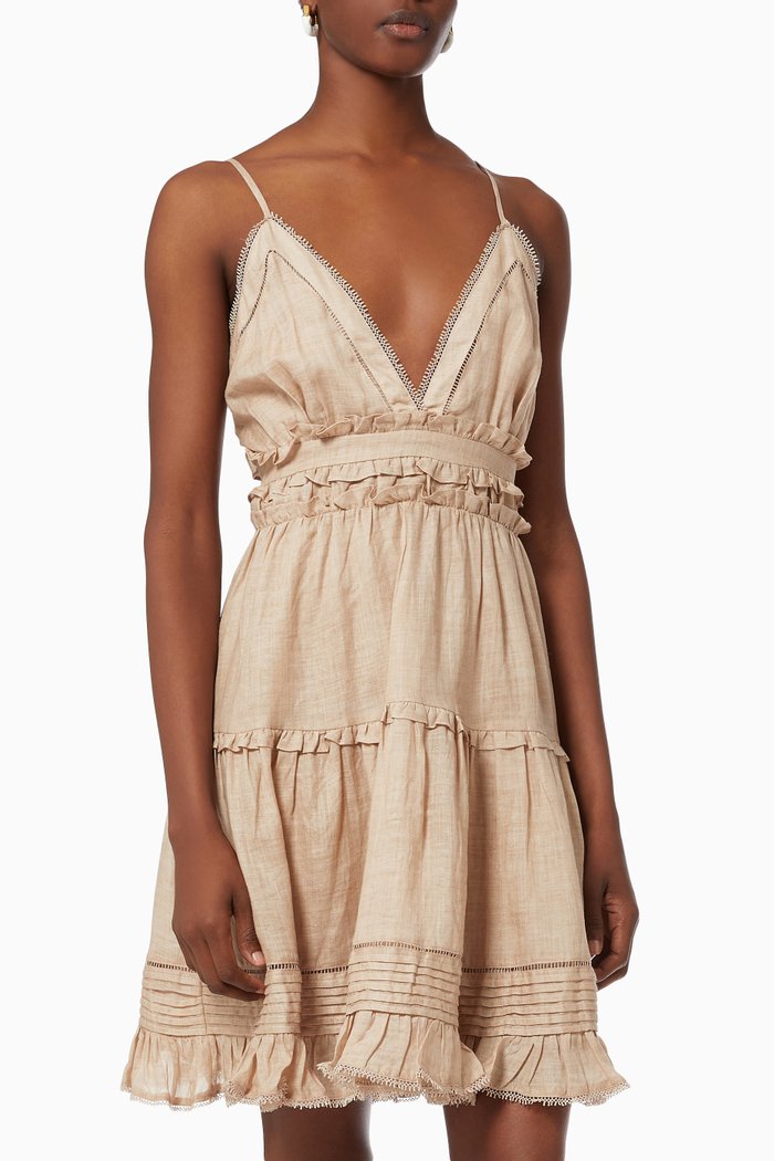 

Dhalia Mini Dress in Ramie, Neutral