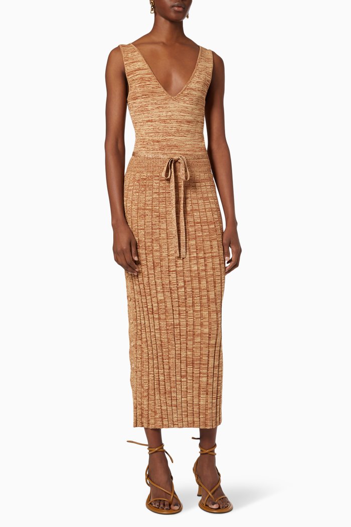 

Retrospective Knit Midi Dress, Brown