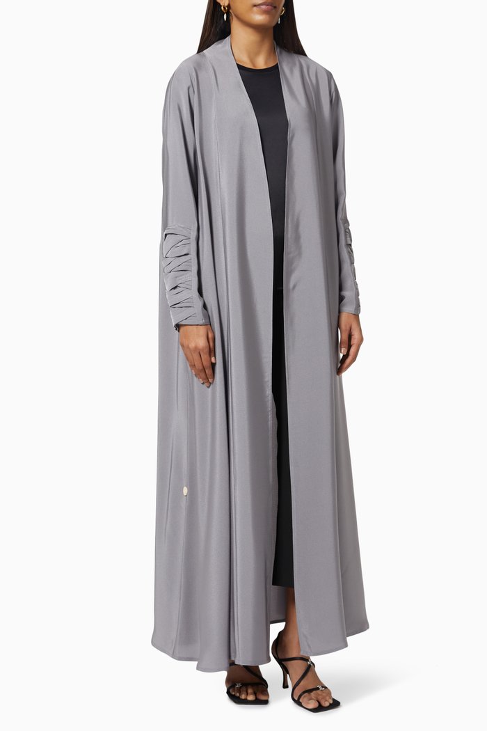 

Long Sleeve Abaya in Crepe, Grey