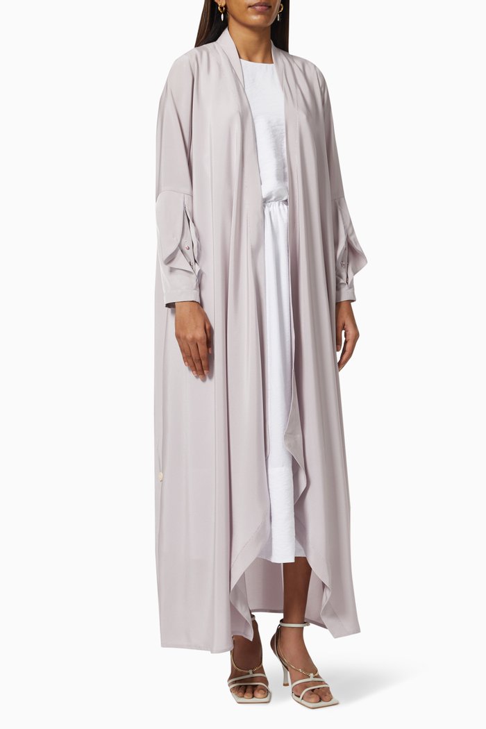 

Crystal & Beaded Embellished Abaya in Crepe, Pink