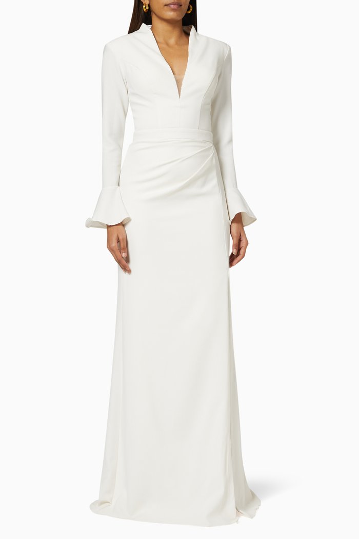 

Ruched Gown in Crepe, Neutral