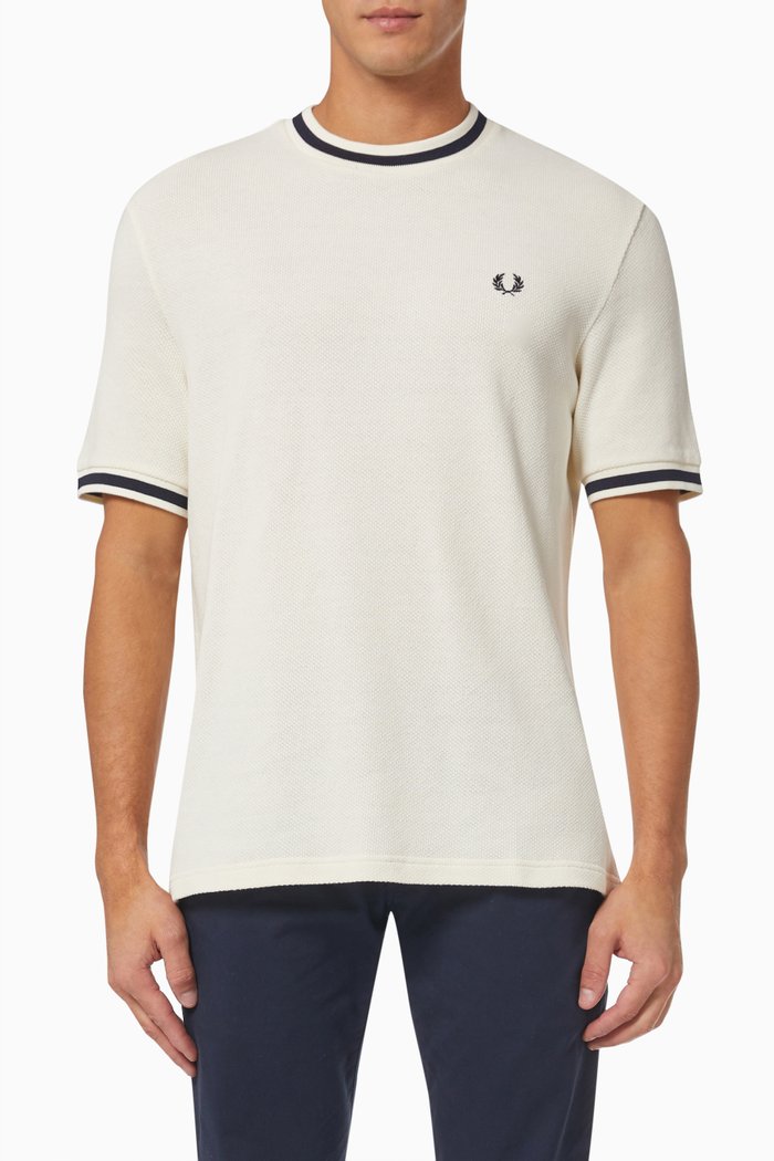 

Single Tipped T-shirt in Textured Cotton Piqué, Neutral