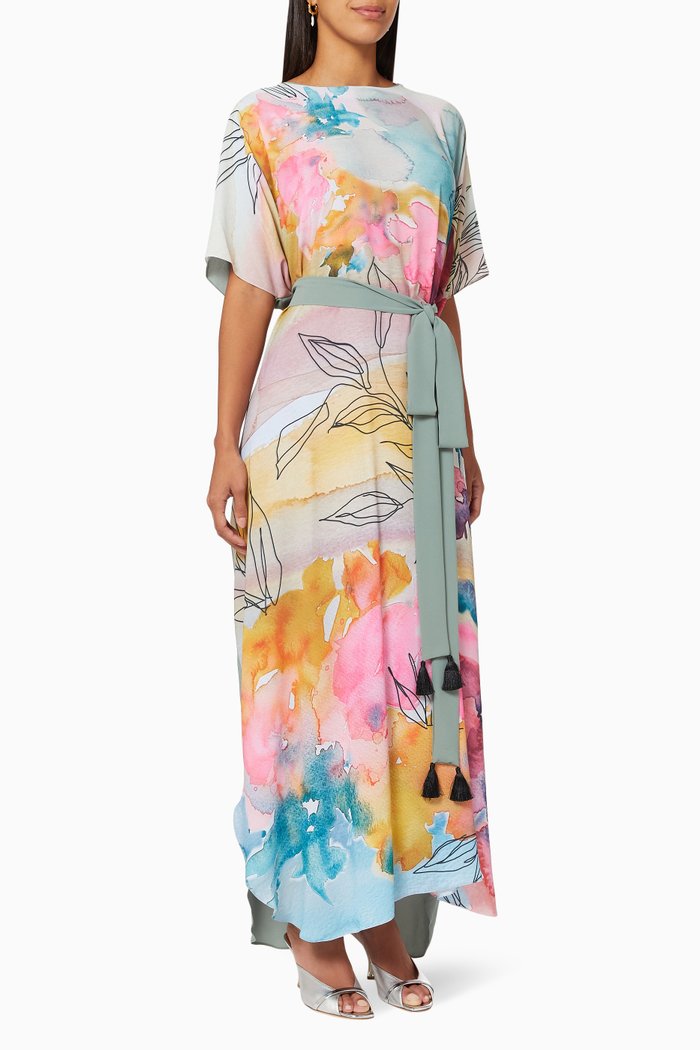 

Belted Kaftan in Georgette, Multicolour