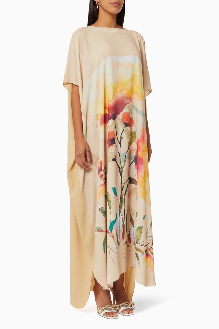 

Kaftan Style Dress in Crepe, Multicolour