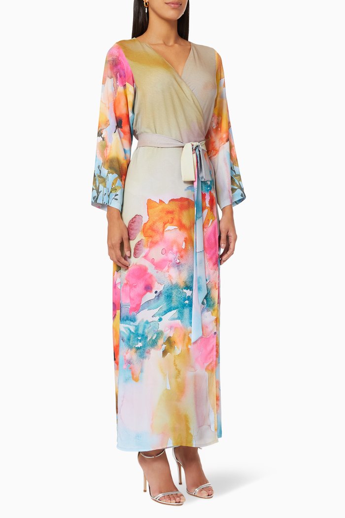 

Kaftan Style Dress in Crepe, Multicolour