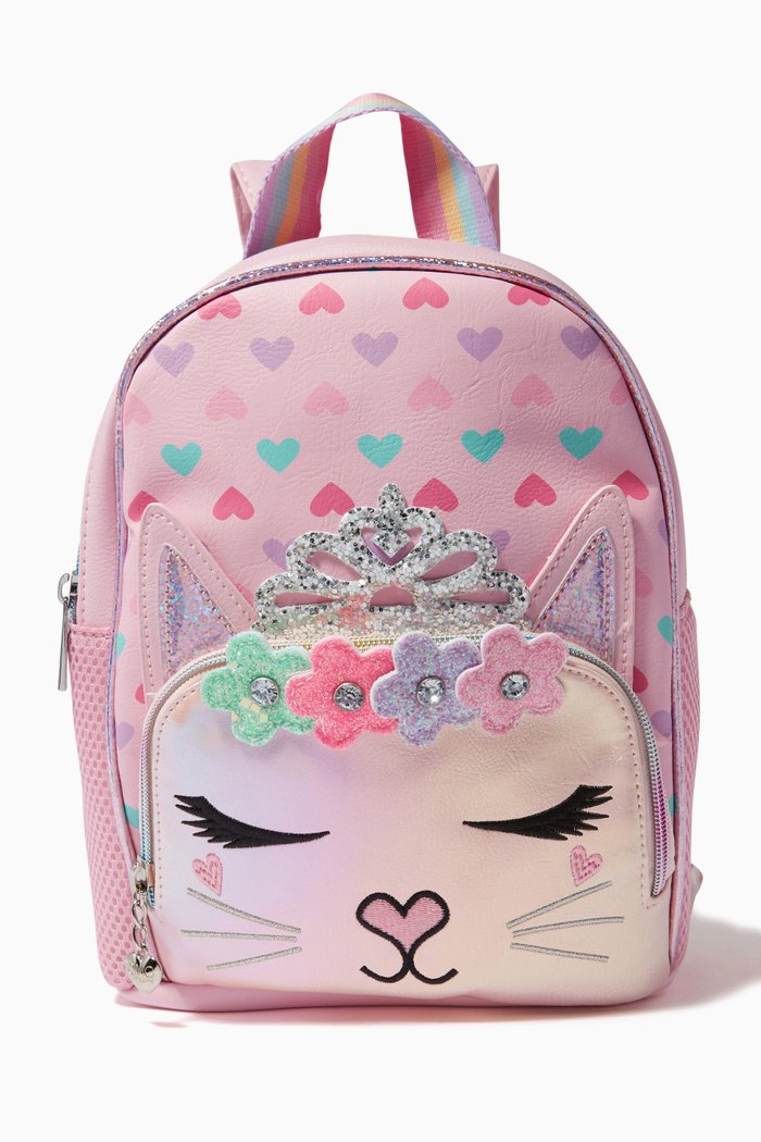 

Mini Miss Bella Flower Crown Heart Printed Backpack, Pink