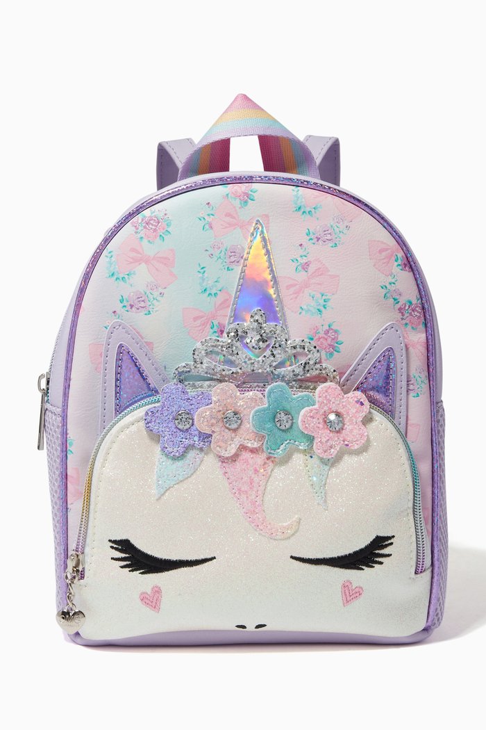 

Mini Miss Gwen Flower Crowned Printed Ditsy Bows Backpack, Purple