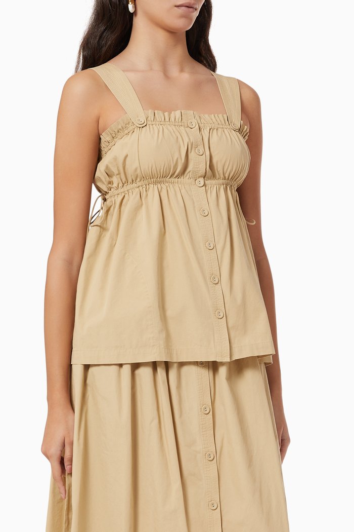 

Multi Stitched Top in Cotton, Brown