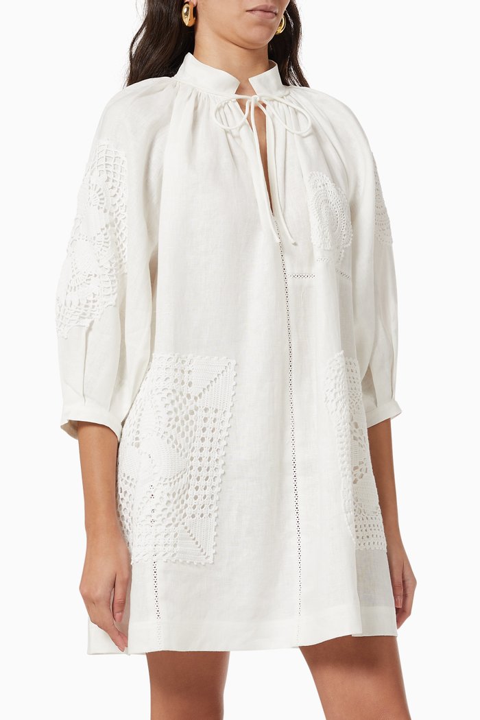 

Mini Doilie Dress in Linen, White