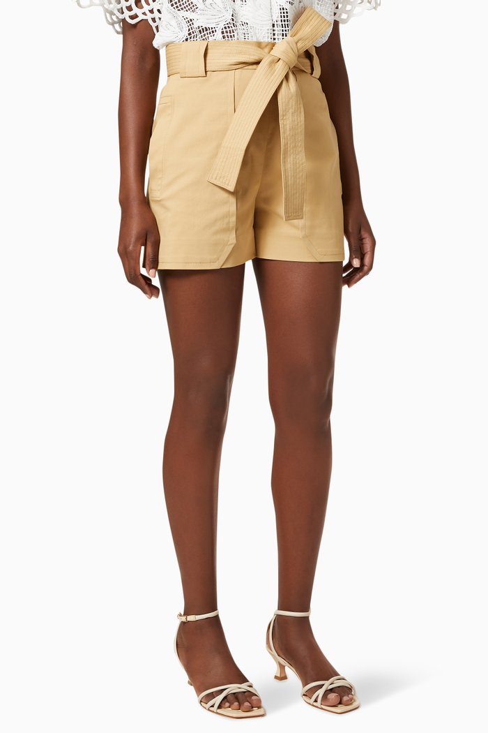 

A-Line Pocket Shorts in Cotton, Brown