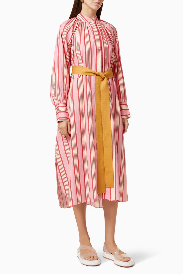 

Candy Stripe Dress in Cotton, Pink