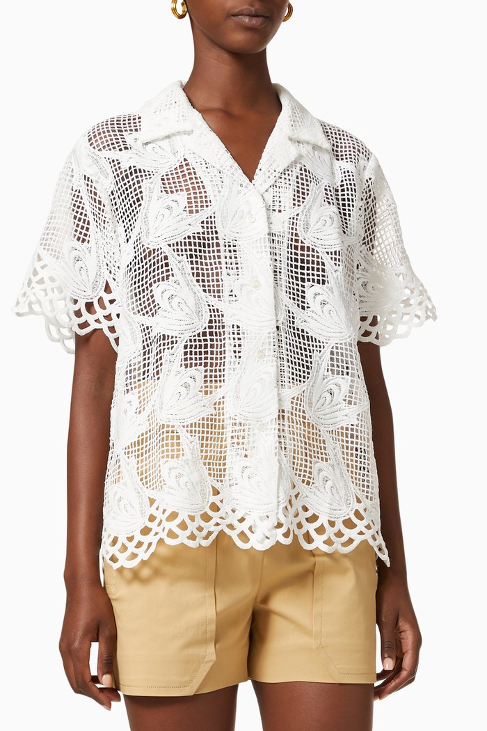 

Lace Camp Shirt, White