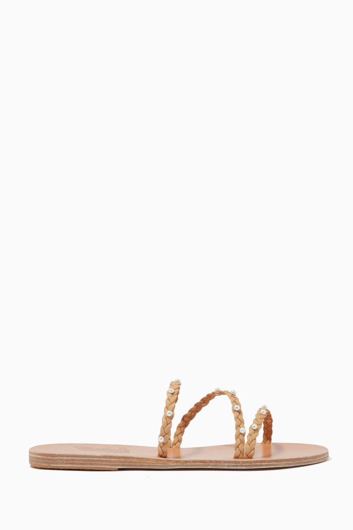 

Ekaterina Pearls Sandals in Leather, Brown
