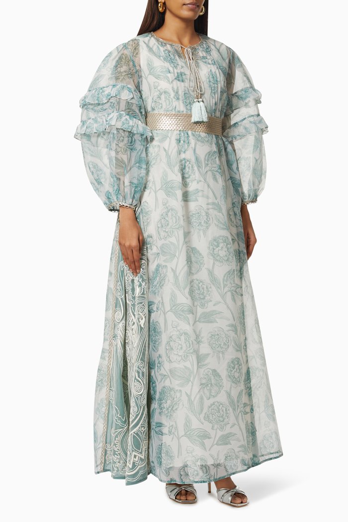 

Felicity Dress in Floral Organza, Green