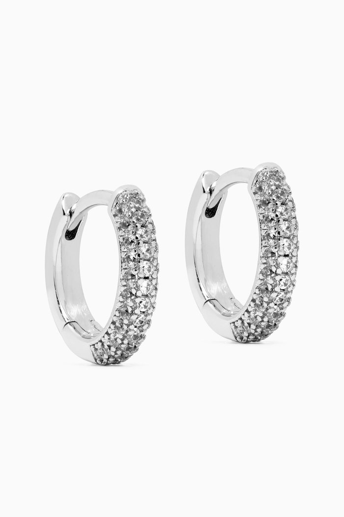 

Dome Pavé Huggies in Silver Plating