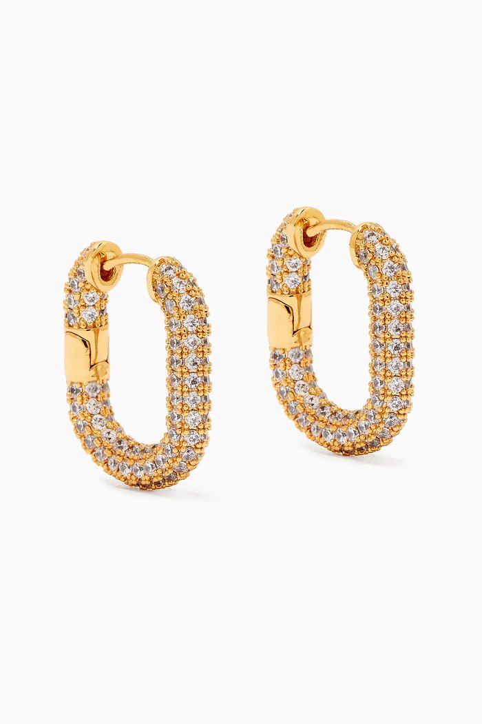 

XL Pavé CZ Hoop Earrings in Gold-plated Brass