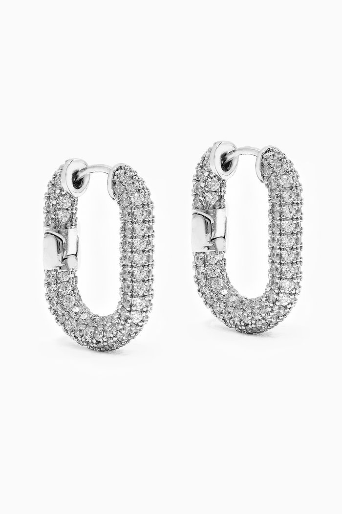 

XL Pavé CZ Hoop Earrings in Silver Plating