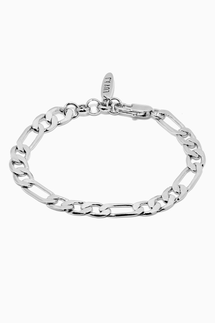 

XL Figaro Chain Anklet in Silver-plated Brass