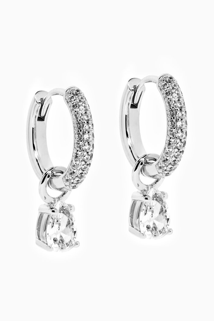 Bianca Stone Pavé Huggies in Silver Plating