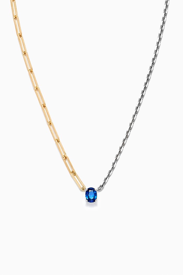

Solitare Sapphire Necklace in 18kt Yellow & White Gold