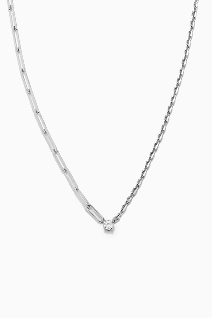 

Solitare Diamond Necklace in 18kt White Gold, Silver