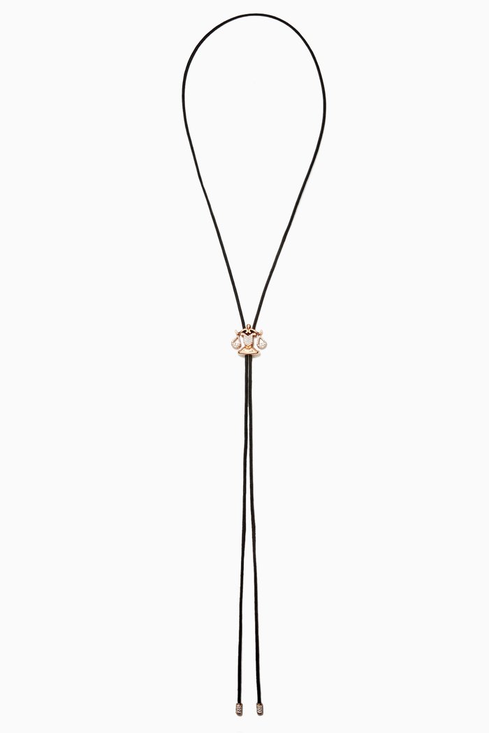 Zodiac Libra String Necklace with Diamonds in 18kt Rose Gold