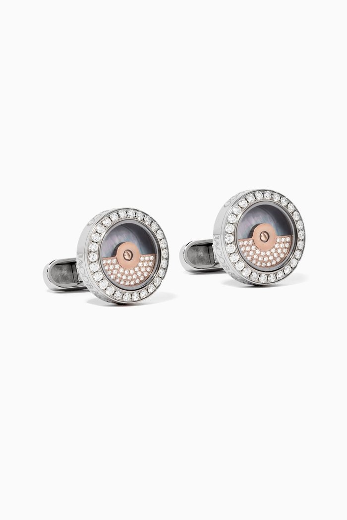 

Rotor Diamond Cufflinks in Stainless Steel, White