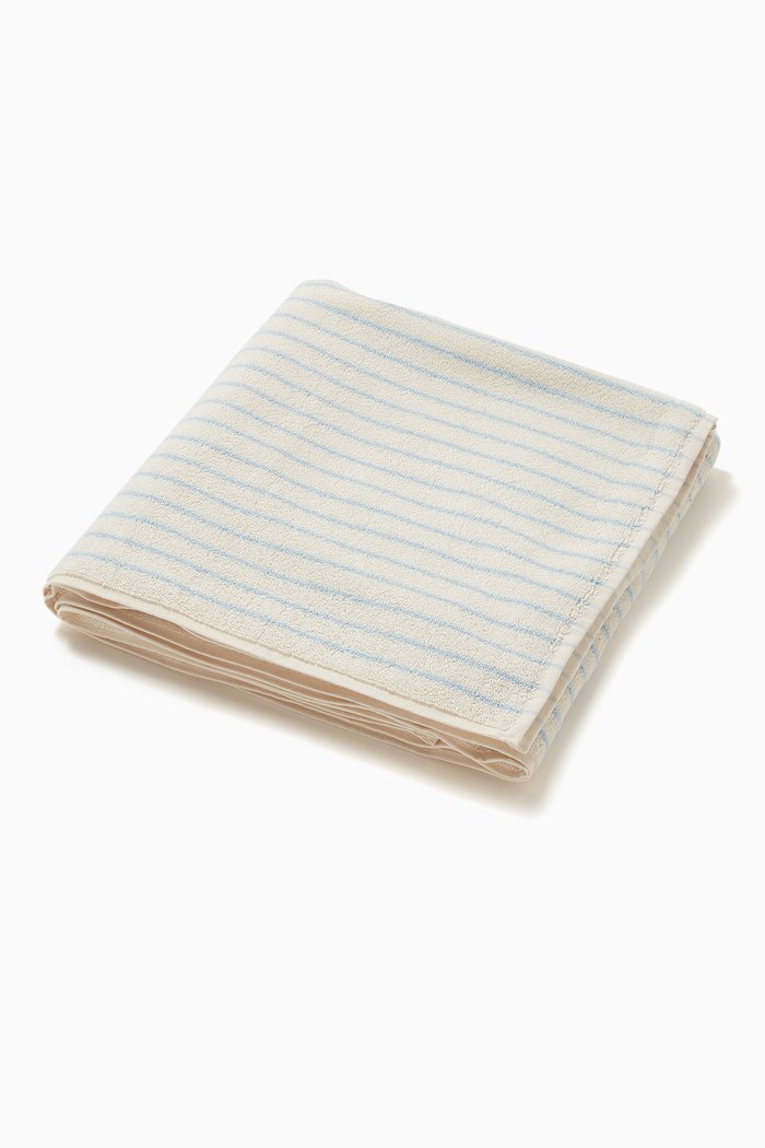 

Striped Bath Towel in Organic Cotton, White