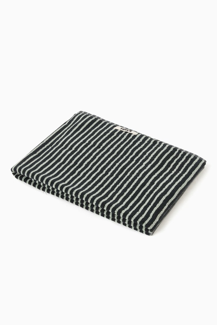 

Striped Bath Towel in Organic Cotton, Black