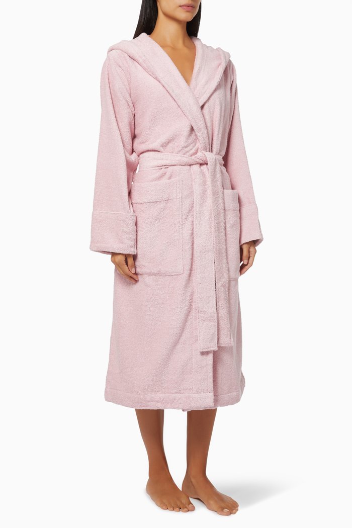 

Hooded Bathrobe in Organic Cotton, Pink