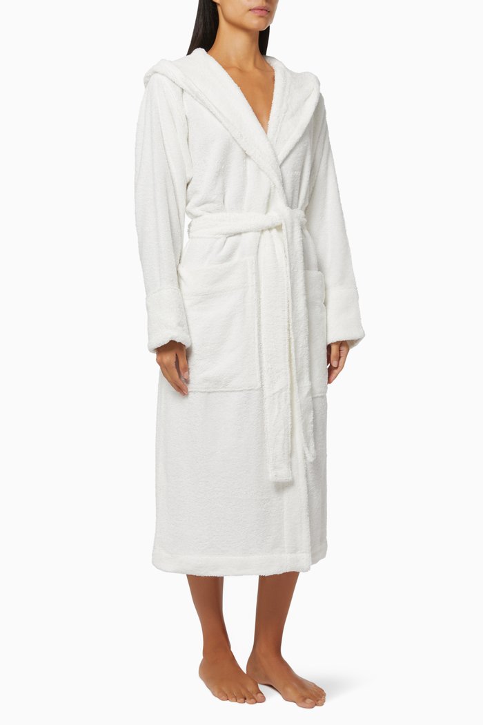 

Hooded Bathrobe in Organic Cotton, White