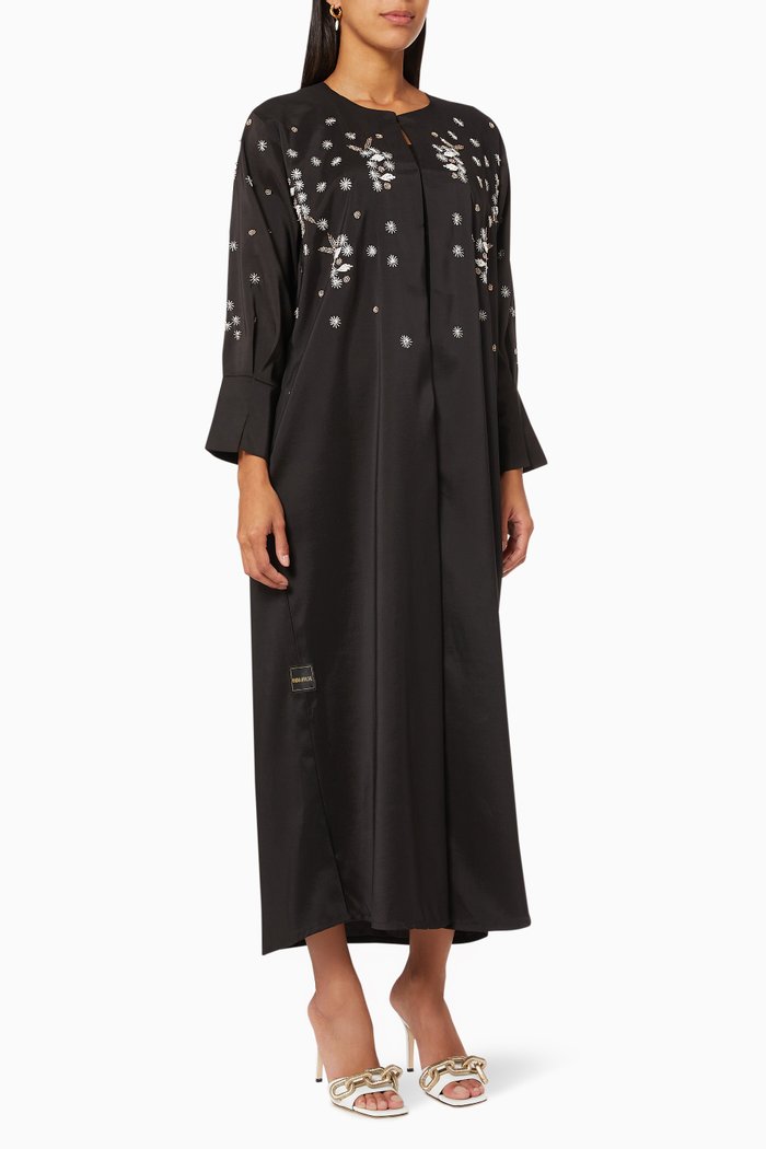 Bead Embellished Abaya, Black