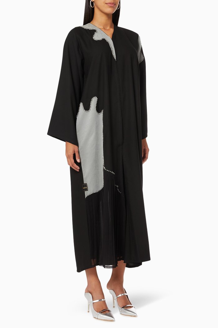 

Patterned Embellished Abaya, Black