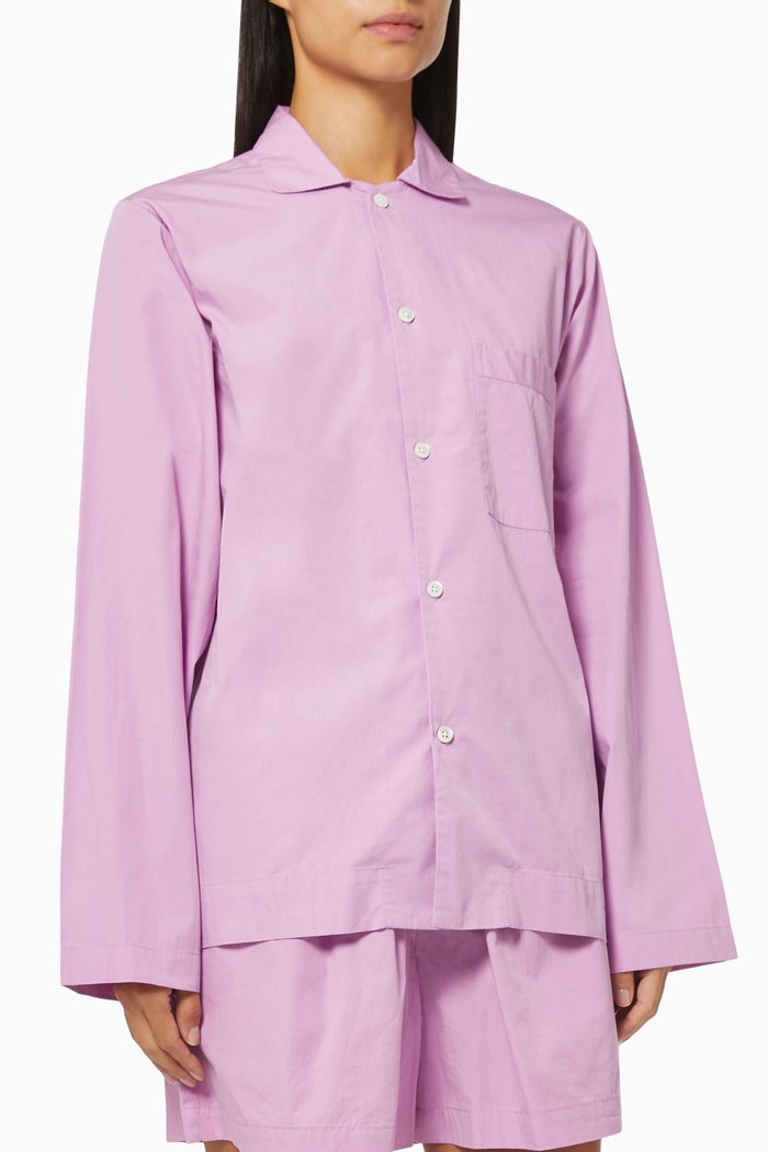 

Poplin Pyjamas Shirt in Organic Cotton, Pink