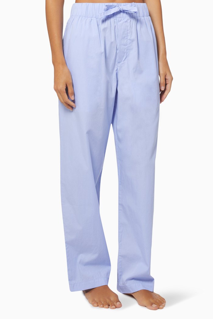 

Poplin Pyjamas Pant in Organic Cotton, Blue