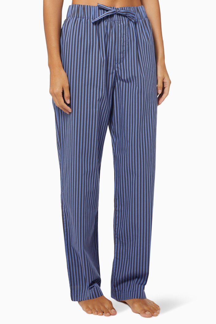 

Verneuil Stripes Poplin Pyjamas Pant in Organic Cotton, Blue