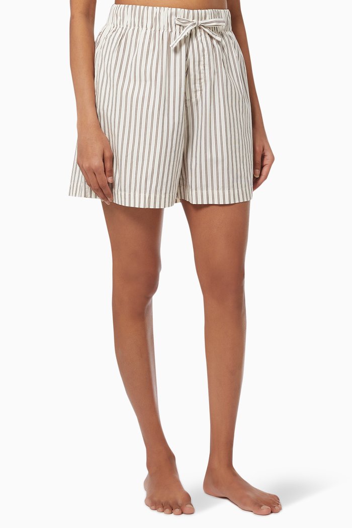 

Hopper Stripes Poplin Pyjama Shorts in Organic Cotton, Neutral